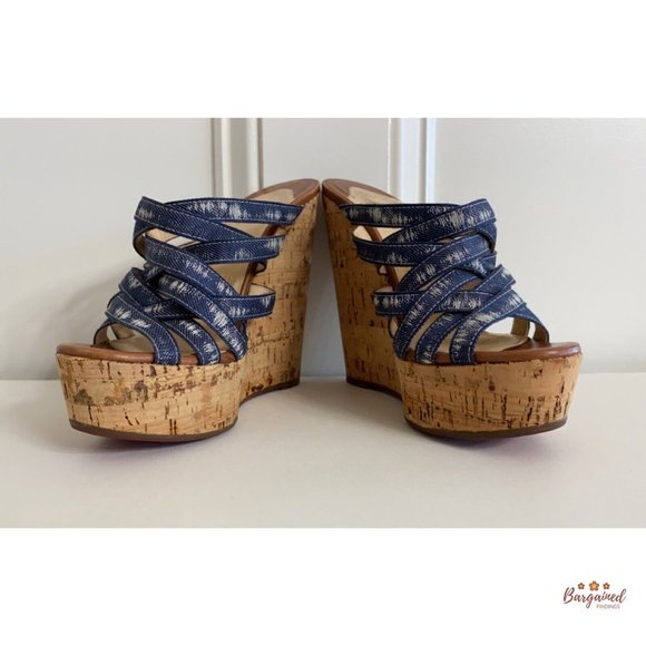 Authentic Christian Louboutin Denim Corniche Ribbon Sand Wedges Sandals 36/6 - Picture 6 of 13